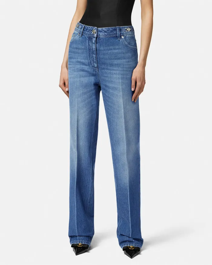 Versace Medusa 03995 Boyfriend Jeans Blue Women Suits