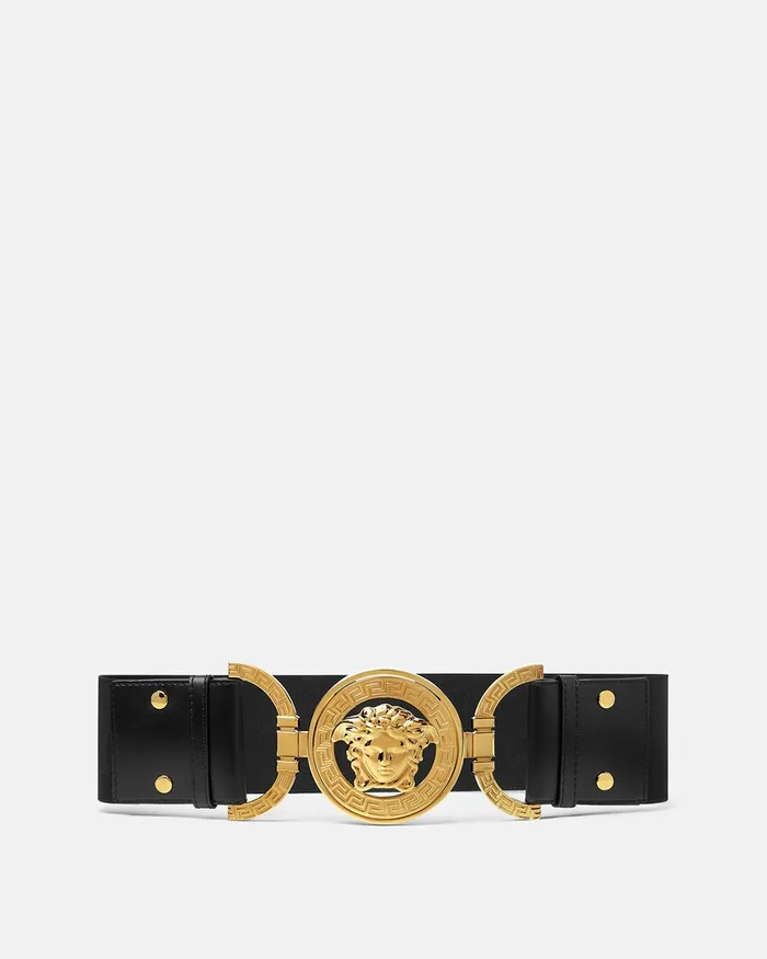 Versace Medusa 03995 Leather Belt 6 Cm Blackgold Women Belts