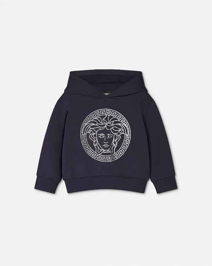 Versace Medusa Baby Hoodie Blue Kids Knitwear and Sweatshirts