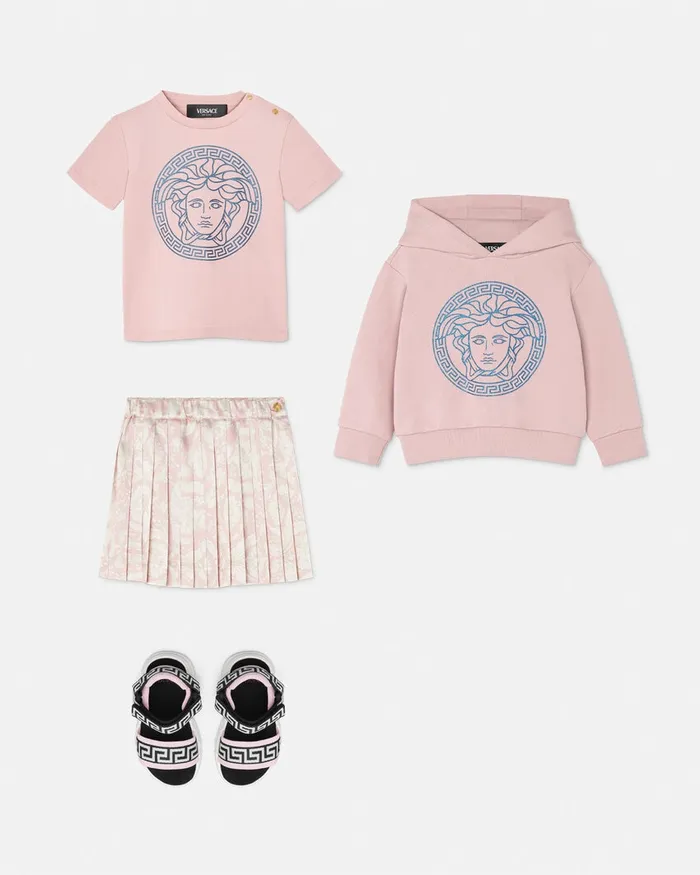 Versace Medusa Baby Hoodie Light Pink Kids Knitwear and Sweatshirts