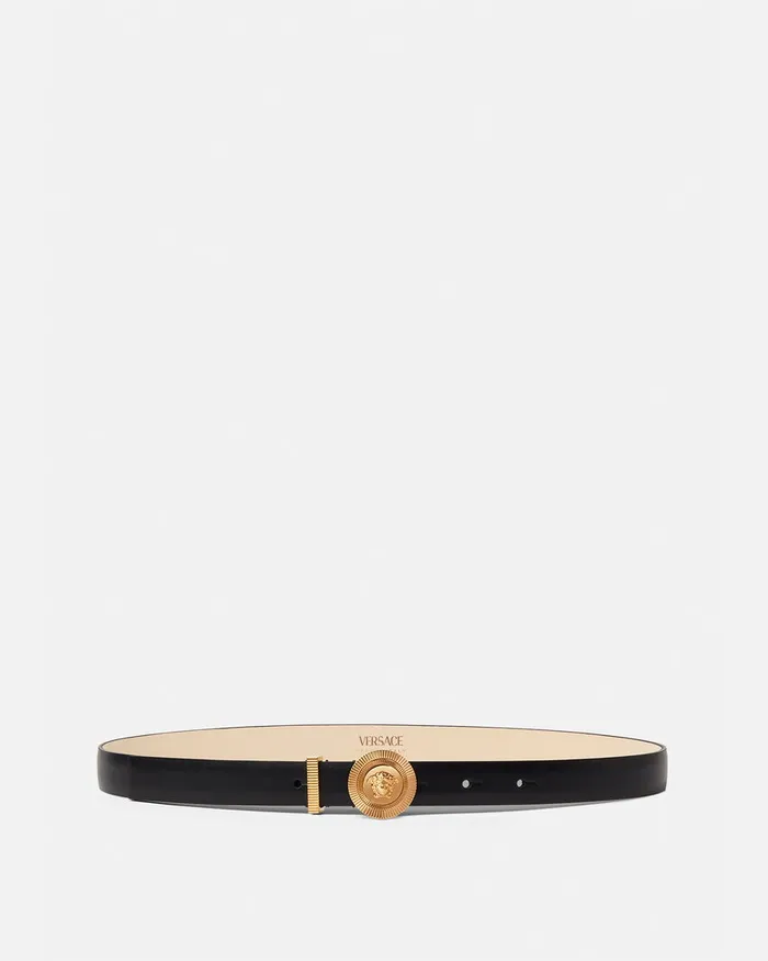 Versace Medusa Biggie Leather Belt 2 Cm Blackgold Women Belts