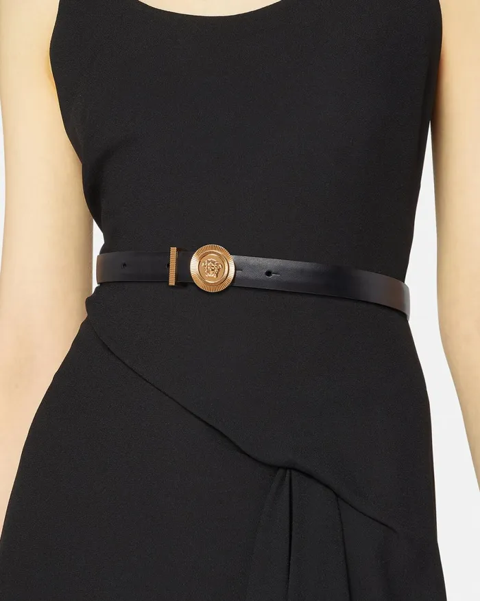 Versace Medusa Biggie Leather Belt 2 Cm Blackgold Women Belts