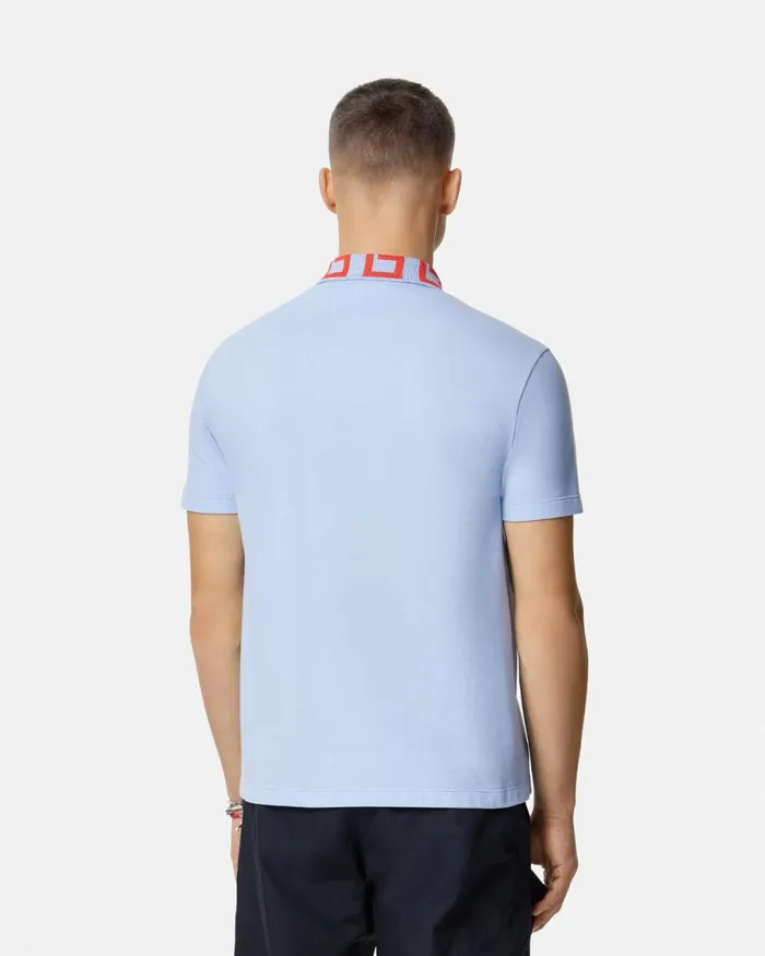 Versace Medusa Greca Polo Shirt Light Blue Men TShirts and Polos