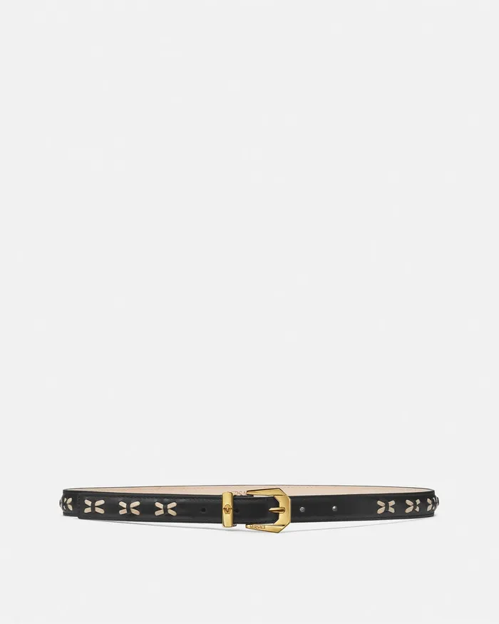 Versace Medusa Heritage Leather Belt 2 Cm Blackgold Women Belts