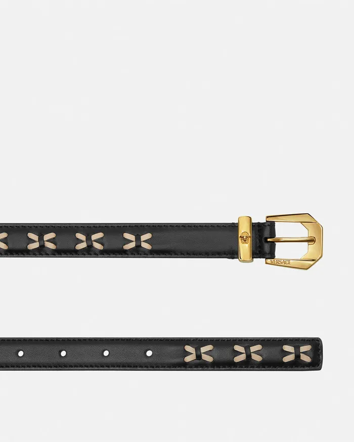 Versace Medusa Heritage Leather Belt 2 Cm Blackgold Women Belts