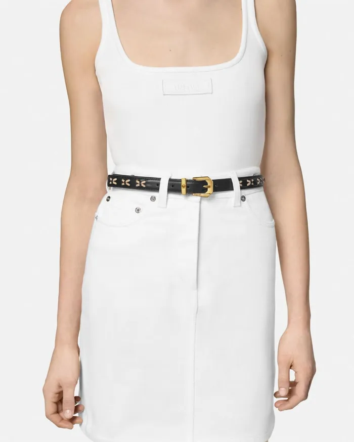 Versace Medusa Heritage Leather Belt 2 Cm Blackgold Women Belts