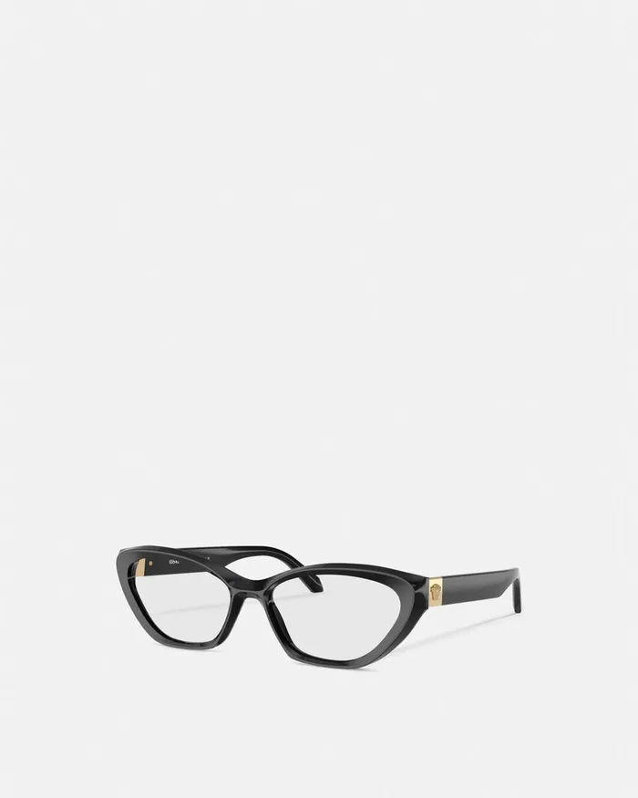 Versace Medusa Plaque CatEye Glasses Blackgold Women Eyeglass Frames