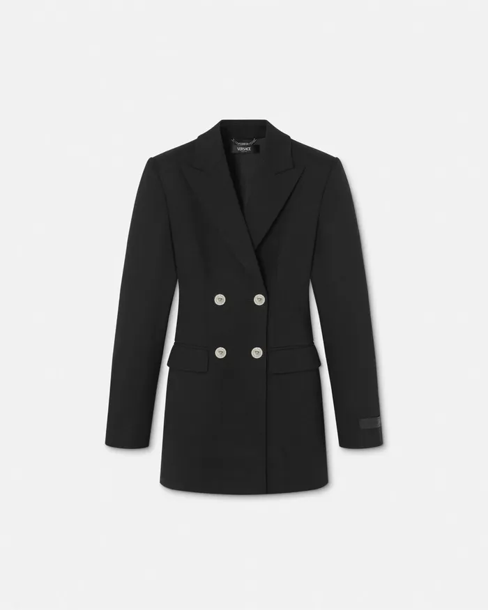 Versace Metal Mesh Wool Blazer Dress Black Women Blazer and Jackets