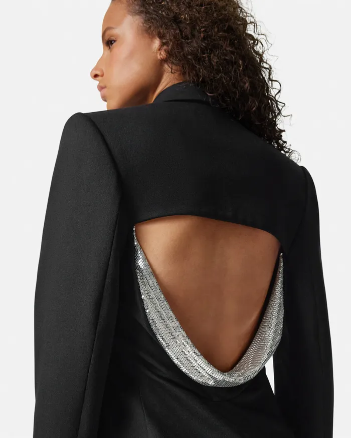 Versace Metal Mesh Wool Blazer Dress Black Women Blazer and Jackets