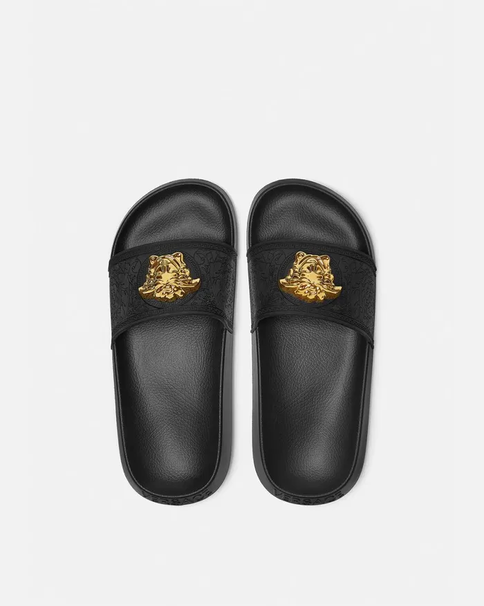 Versace Palazzo Slides Black Women Sandals