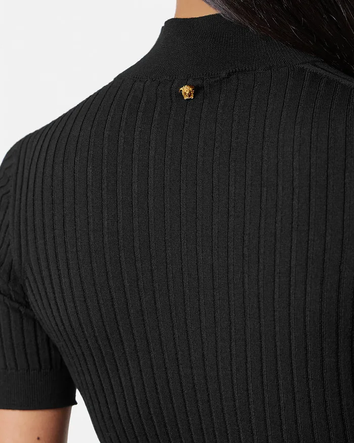 Versace Ribbed Knit TShirt Black Women Knitwear
