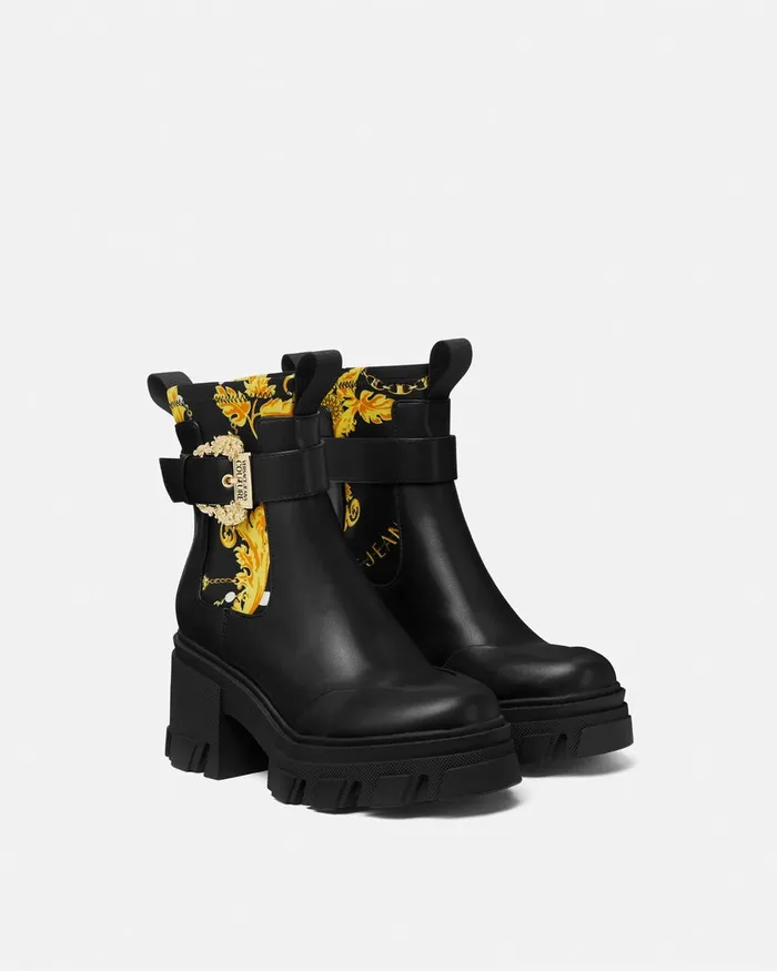 Versace Sophie Chain Couture Boots Blackgold Women Jeans Couture