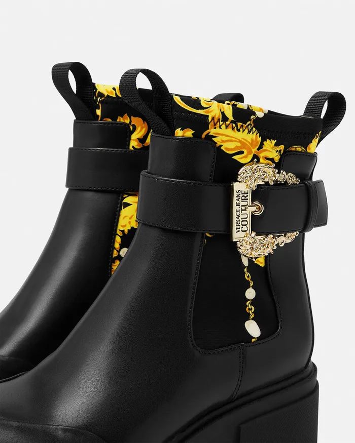 Versace Sophie Chain Couture Boots Blackgold Women Jeans Couture