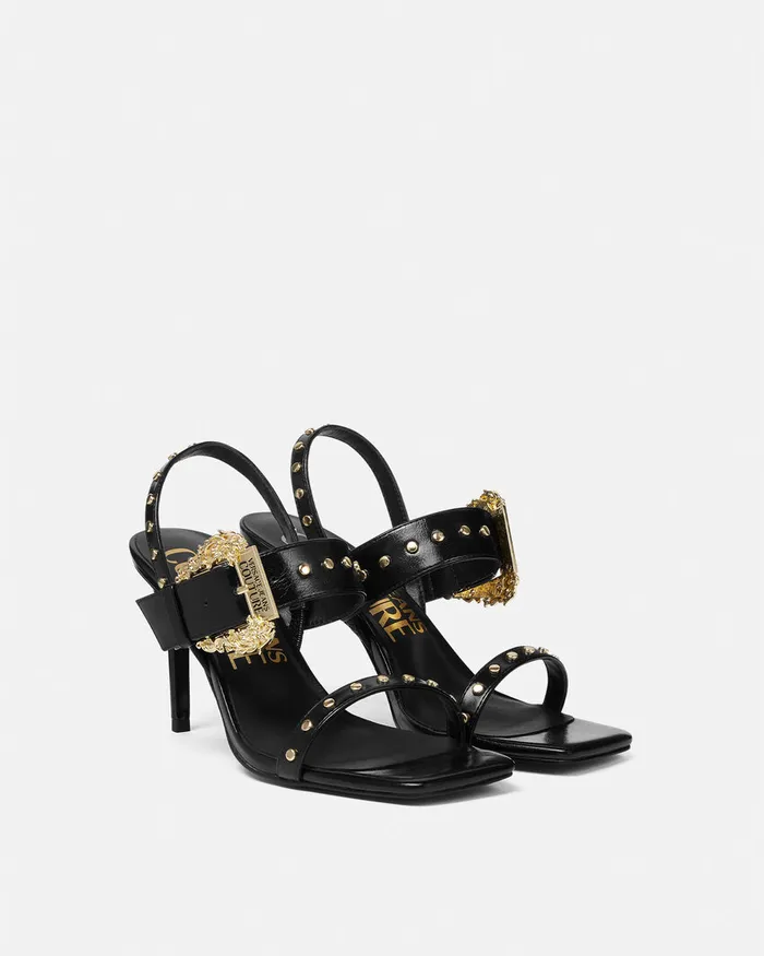 Versace Studded Emily Slingback Sandals Blackprint Women Jeans Couture
