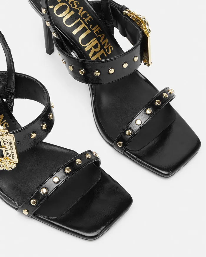 Versace Studded Emily Slingback Sandals Blackprint Women Jeans Couture