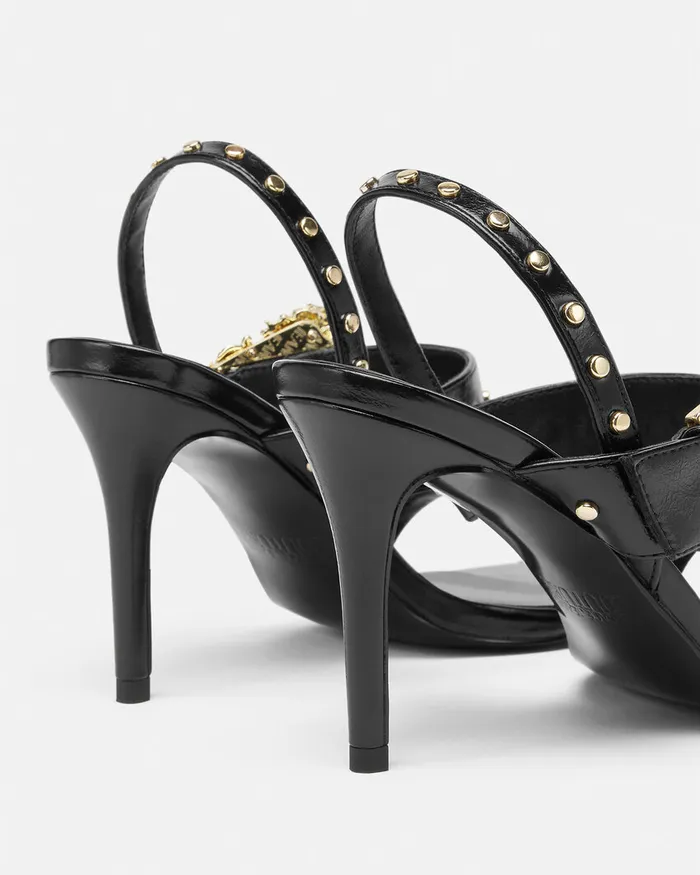 Versace Studded Emily Slingback Sandals Blackprint Women Jeans Couture