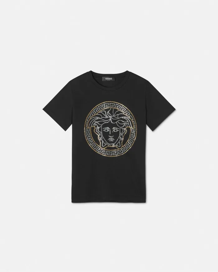 Versace Studded Medusa TShirt Black Kids Tshirts and Polos