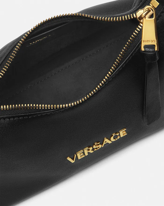 Versace Tag Hobo Handbag Blackgold Women Top Handle
