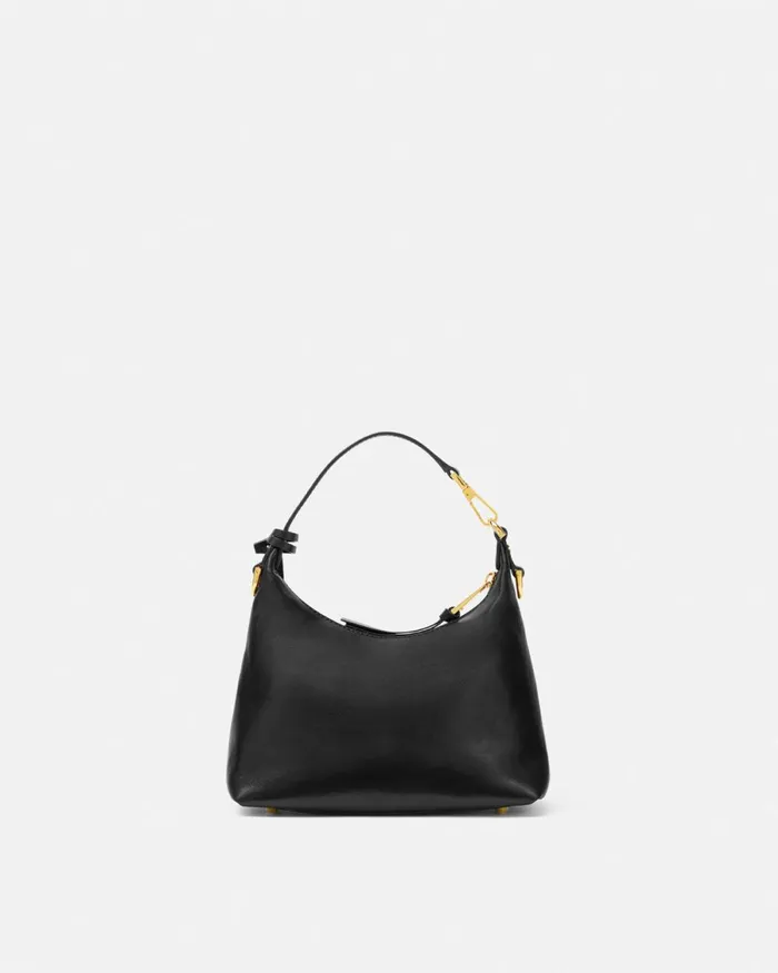 Versace Tag Hobo Handbag Blackgold Women Top Handle