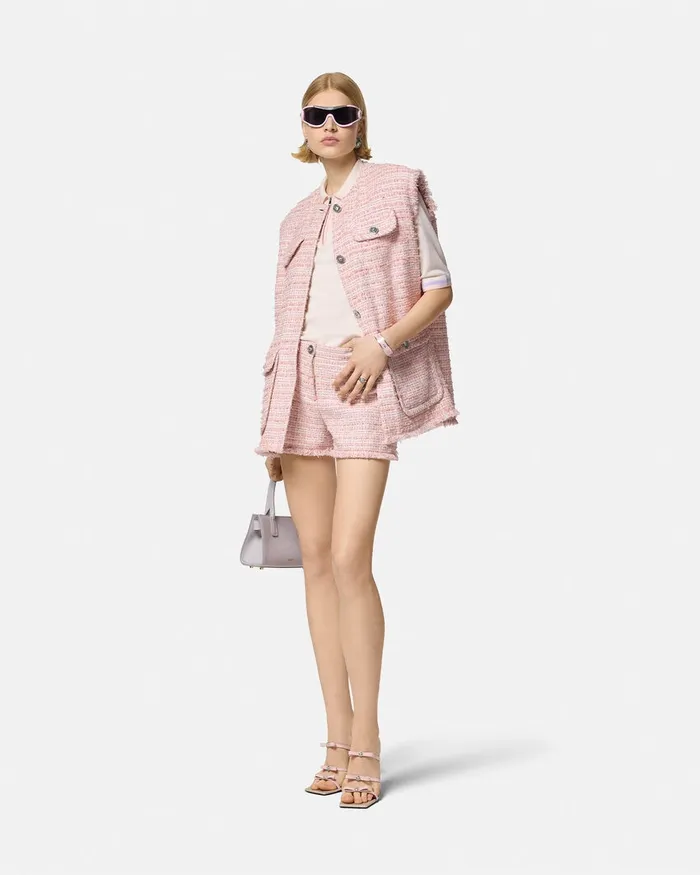 Versace Tweed Mini Shorts Light Pink Women Suits