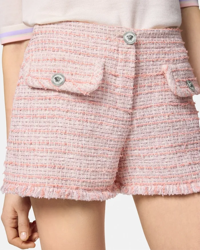 Versace Tweed Mini Shorts Light Pink Women Suits