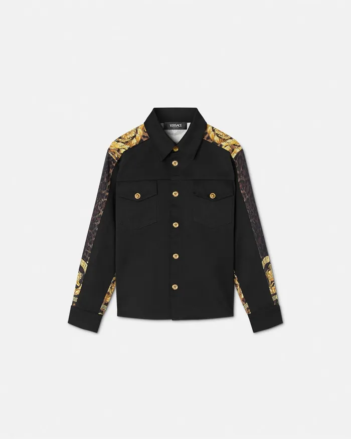 Versace Wild Barocco Overshirt Black Kids Outerwear and Jackets