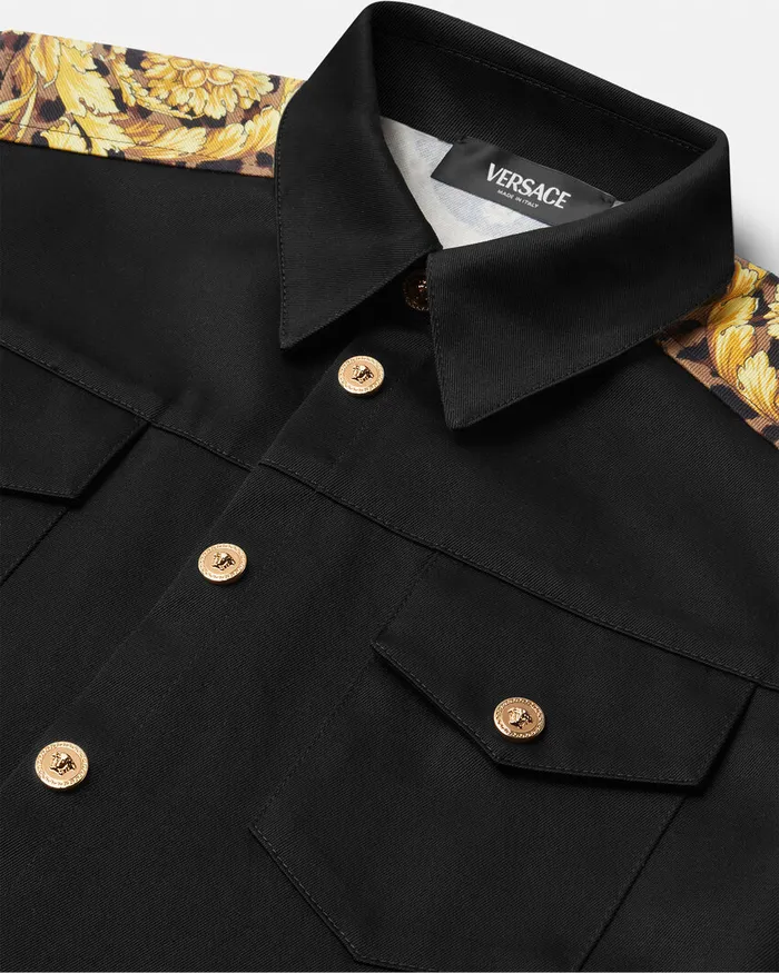 Versace Wild Barocco Overshirt Black Kids Outerwear and Jackets