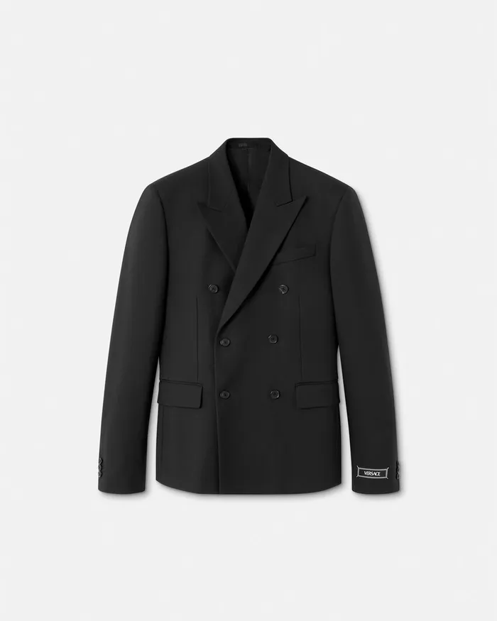 Versace Wool DoubleBreasted Blazer Black Men Blazers and Suits