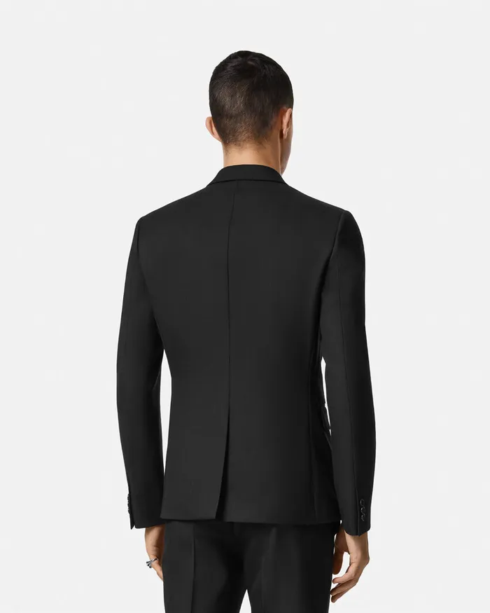 Versace Wool DoubleBreasted Blazer Black Men Blazers and Suits