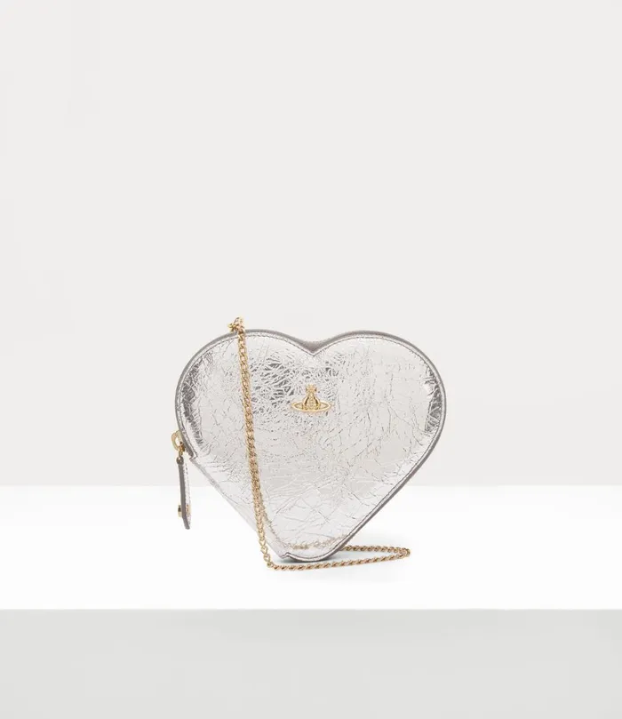Vivienne Westwood Crossbody Bags Women New Heart Crossbody Bag Silver