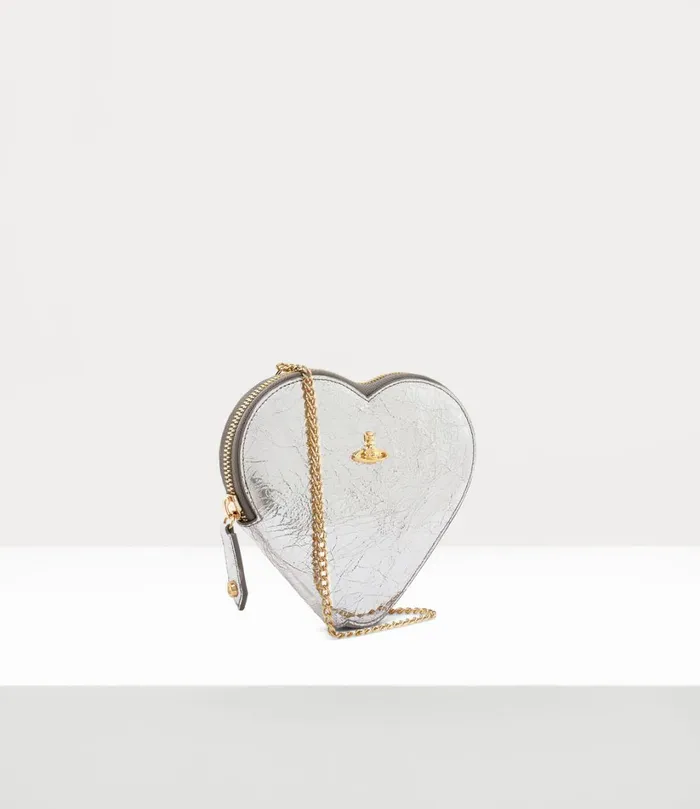 Vivienne Westwood Crossbody Bags Women New Heart Crossbody Bag Silver