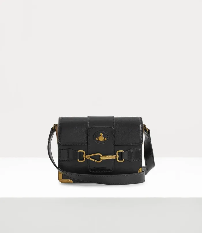 Vivienne Westwood Crossbody Bags Women Small Horsebit Flap Handbag Black