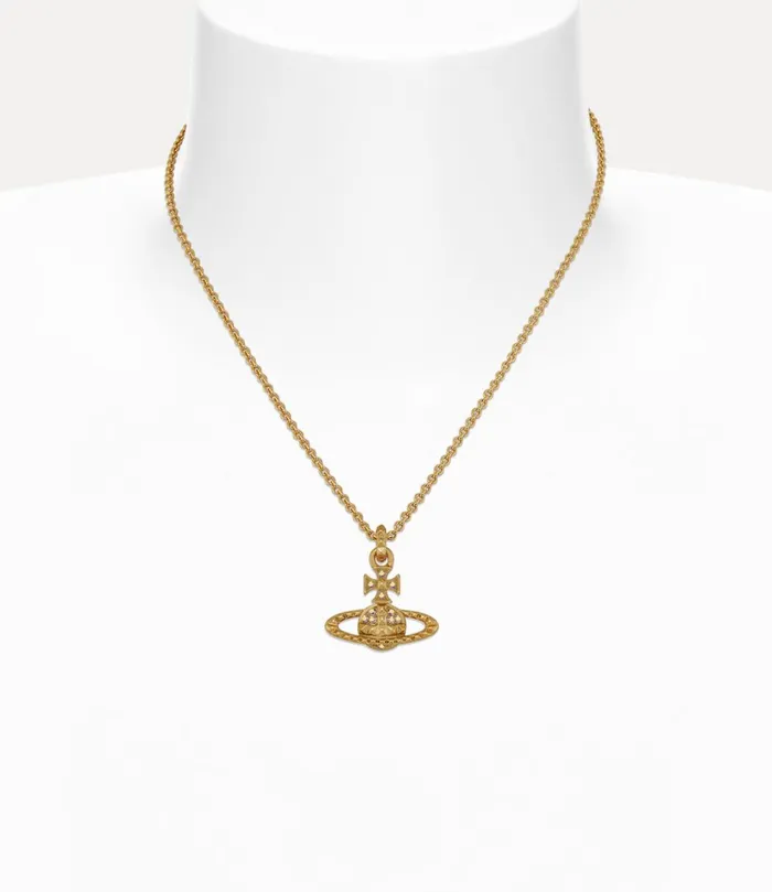 Vivienne Westwood Necklaces Women Mayfair Bas Relief Pendant Necklace Gold Crystal Ab Crystal