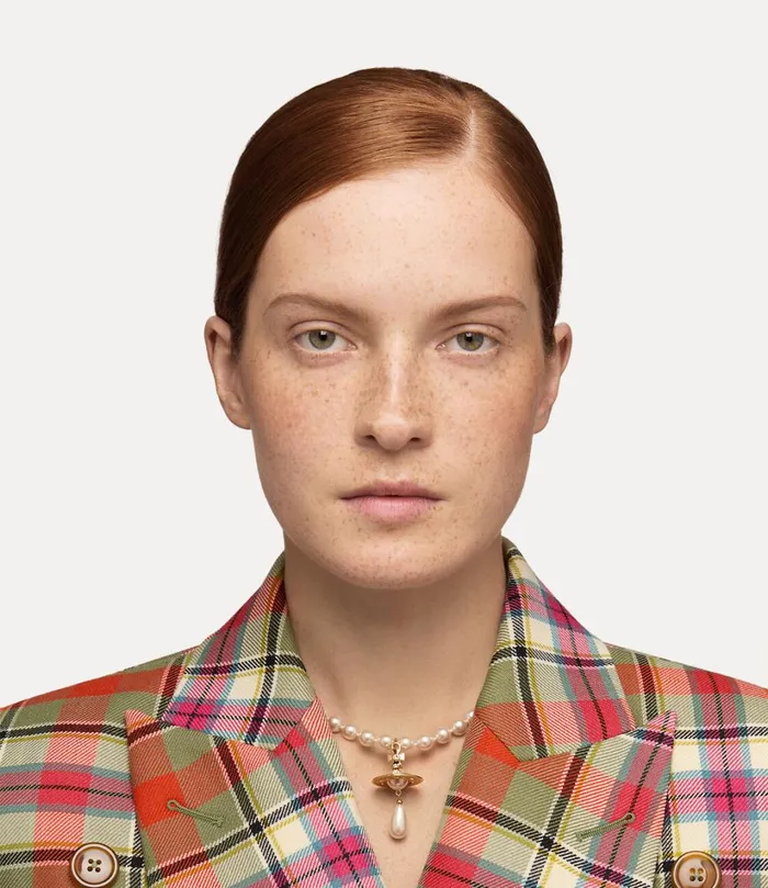 Vivienne Westwood Necklaces Women One Row Pearl Drop Choker Goldpearlmulti