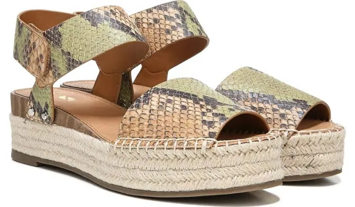 Wedge Sandals Women Franco Sarto Sarto Oak Espadrille Sandal Beige Multi Snake Leather