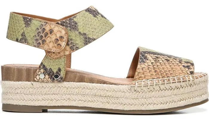 Wedge Sandals Women Franco Sarto Sarto Oak Espadrille Sandal Beige Multi Snake Leather