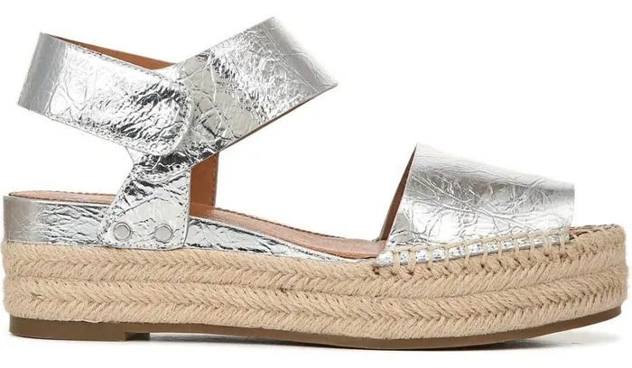 Wedge Sandals Women Franco Sarto Sarto Oak Espadrille Sandal Silver Leather Wedge Sandals Women Franco Sarto Sarto Oak Espadrille Sandal Silver Leather
