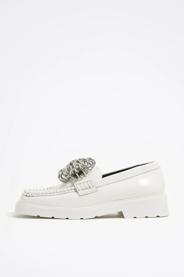 White Shiny Leather Loafer White Women Bimba Y Lola Loafers