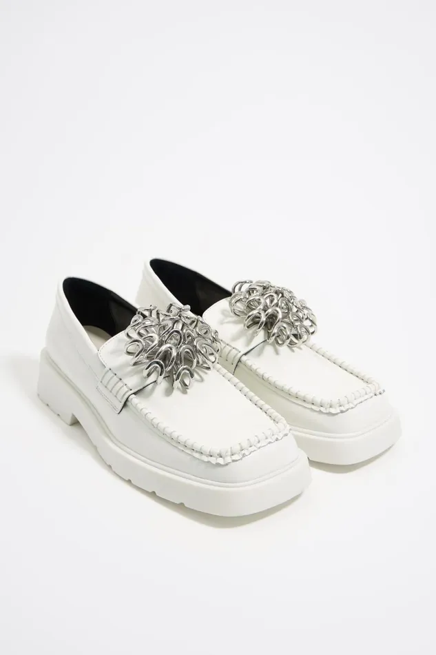 White Shiny Leather Loafer White Women Bimba Y Lola Loafers White Shiny Leather Loafer White Women Bimba Y Lola Loafers