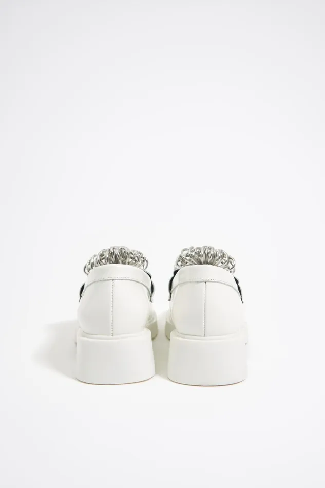 White Shiny Leather Loafer White Women Bimba Y Lola Loafers White Shiny Leather Loafer White Women Bimba Y Lola Loafers