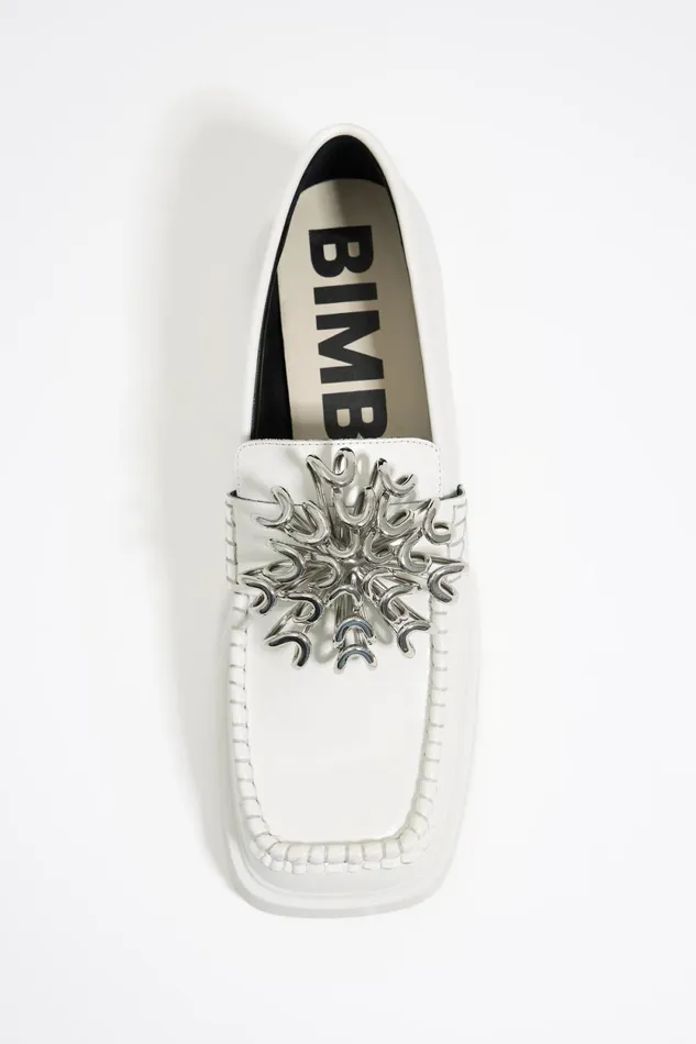 White Shiny Leather Loafer White Women Bimba Y Lola Loafers White Shiny Leather Loafer White Women Bimba Y Lola Loafers