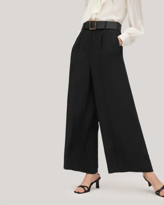 Wide Leg Heavy Crepe Silk Iris Pants For Women 8211 BlackWhite Women Lilysilk Bottoms