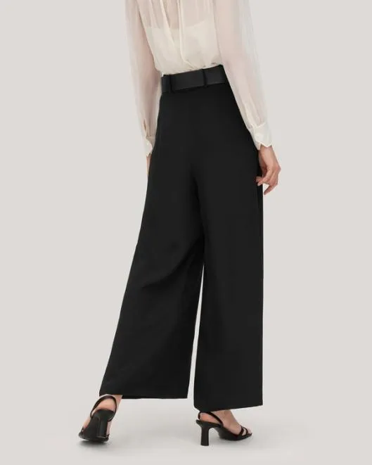 Wide Leg Heavy Crepe Silk Iris Pants For Women 8211 BlackWhite Women Lilysilk Bottoms