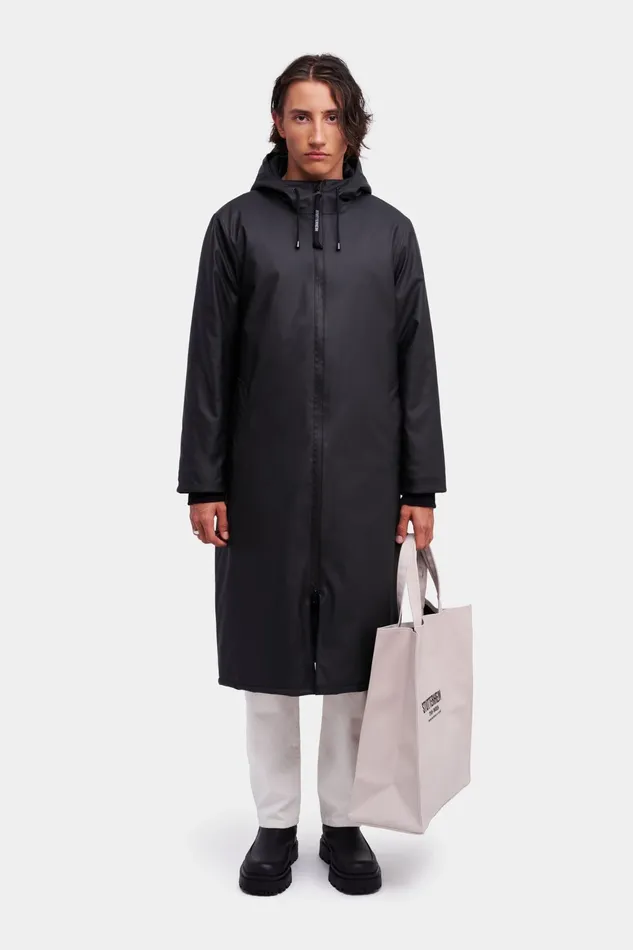 Winter Coats Men Stutterheim Stockholm Long Winter Jacket Black