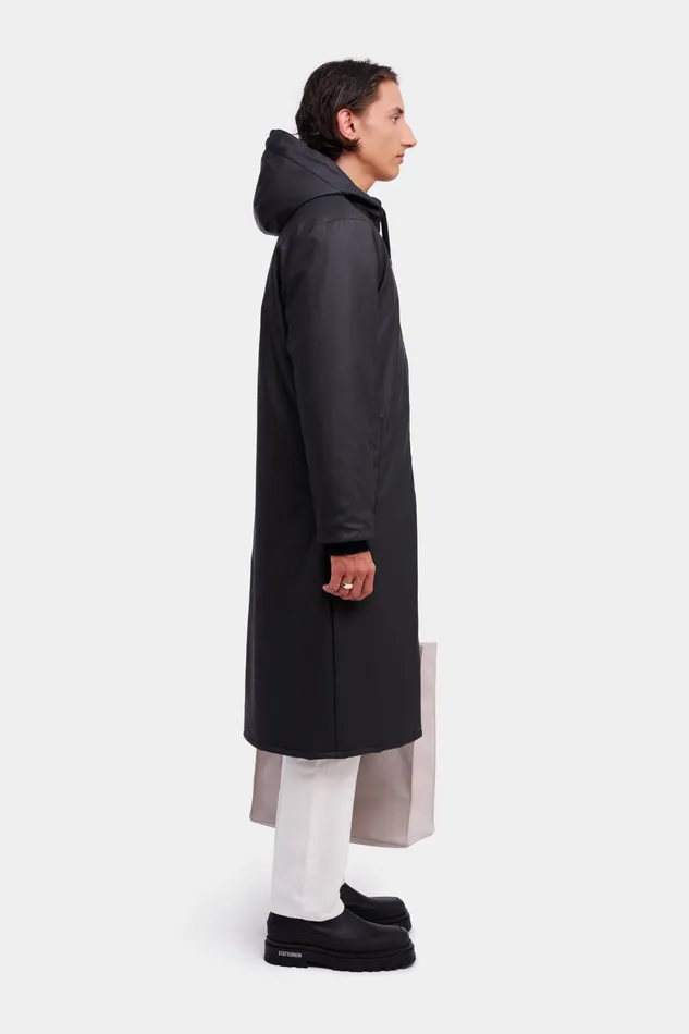 Winter Coats Men Stutterheim Stockholm Long Winter Jacket Black