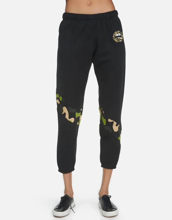 Women039s Abra Camo Lip Black Lauren Moshi Crop Sweatpants