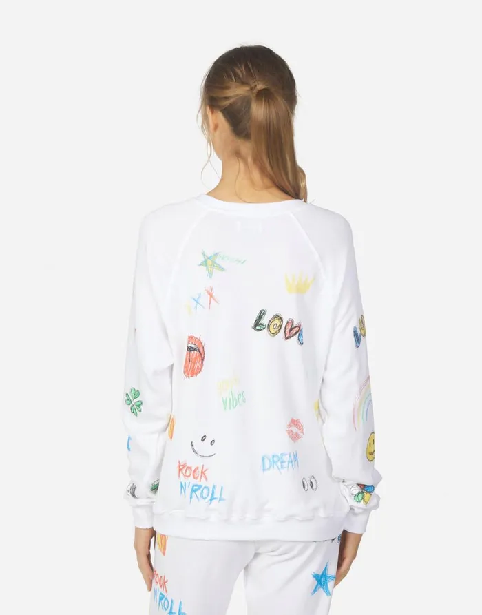 Women039s Anela Doodle Elements White Lauren Moshi Long Sleeve