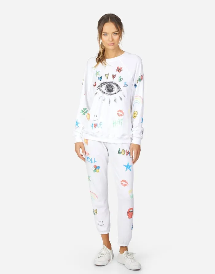 Women039s Anela Doodle Elements White Lauren Moshi Long Sleeve