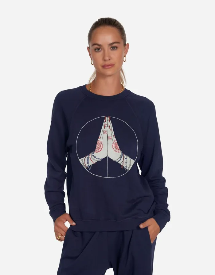 Women039s Anela Peace Love Serenity Navy Lauren Moshi Long Sleeve