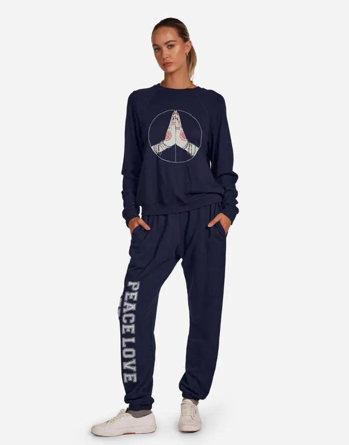 Women039s Anela Peace Love Serenity Navy Lauren Moshi Long Sleeve